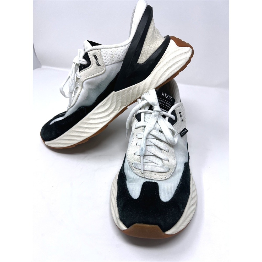 Kizik Monaco White/Black Hands-Free Slip in/on Shoes Womens size 8 Walking Retro